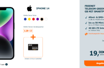 Apple iPhone + € Amazon Gutschein + freenet Telekom Green LTE GB