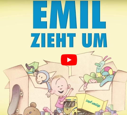Gratis: Emil zieht um Comic, Postkarten, Aufkleber für Umzugskartons von Zapf Umzüge