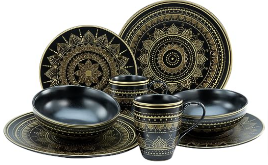 Creatable Serie Mandala Gold Schwarz Geschirrset Kombiservice Teilig Amazon De Küche Haushalt Wohnen