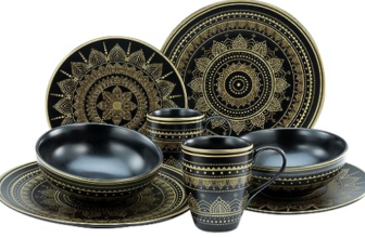 CreaTable Serie MANDALA GOLD schwarz Geschirrset Kombiservice teilig Amazon de Küche Haushalt Wohnen