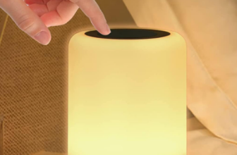 Görvitor LED Nachttischlampe Touch Dimmbar Holzmaserung Nachttischlampe Batterie Farben LED