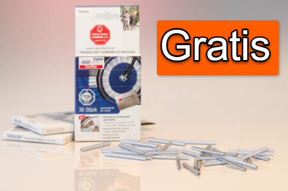 Gratis: 2 Packungen Sekuclips Speichenreflektoren