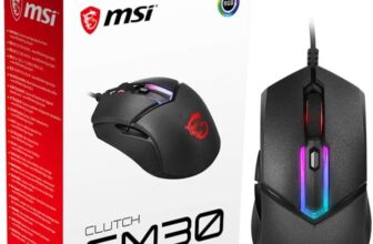 MSI Clutch GM Gaming Maus (kabelgebunden, PAW Sensor, DPI, Tasten, schwarz, RGB Streifen, Red Logo)