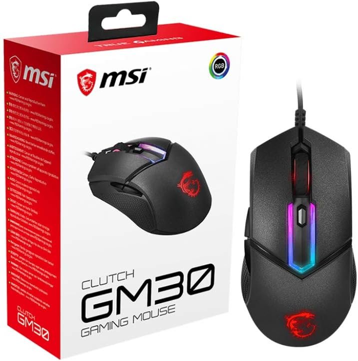 Msi Clutch Gm Gaming Maus (Kabelgebunden, Paw Sensor, Dpi, Tasten, Schwarz, Rgb Streifen, Red Logo)