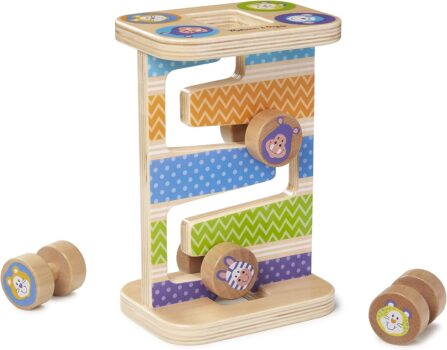 Melissa & Doug First Play Safari Zick Zack Turm aus Holz mit rollenden Teilen