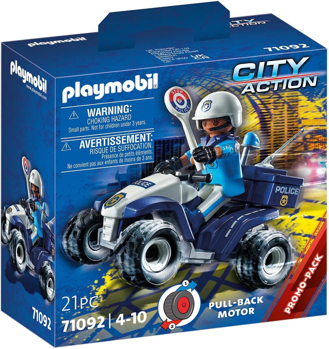 Playmobil City Action () Polizei Speed Quad Mit Rückzugsmotor