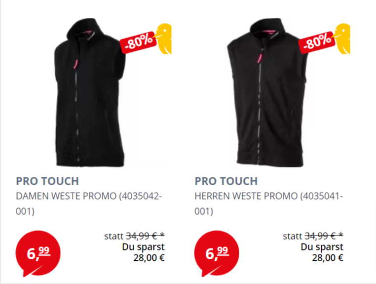 Pro Touch Damen + Herren Weste Promo