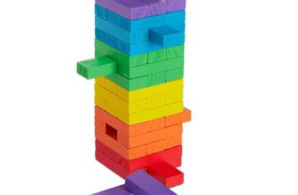 Relaxdays Holz Wackelturm Bausteine zum Stapeln, Würfel (für Kinder ab Jahren)