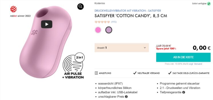 Satisfyer Cotton Candy Druckwellenvibrator mit Vibration