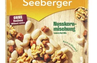 Eine Tüte Nusskernmischung von Seeberger mit verschiedenen Nüssen