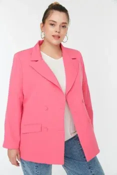 Trendyol Curve Große Größen in Jacke in Rosa