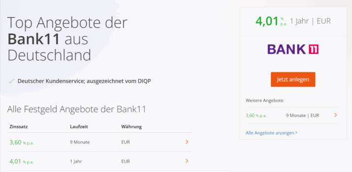 Bank Festgeld