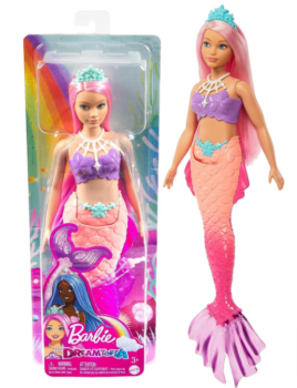 Barbie Dreamtopia Rainbow Magic Mermaid Barbie Meerjungfrau mit rosa Haaren und blau grüner Krone