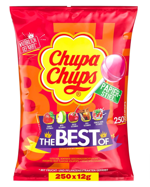 Chupa-Chups-Best-Of-Lutscher-Beutel-Beutel-Enthält-250-Lollis-In-6-Geschmacksrichtungen-Wie-Cola-Erdbeere-Kirsch-Apfel-Himbeere-Vanille