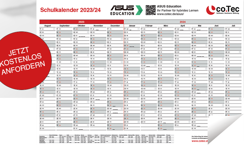 [USER Deal] Gratis Schulkalender 2023/24 für die Wand ( 100 x 70cm ) max.5 Stück von co.Tec