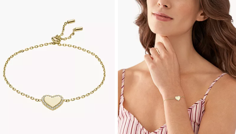 Fossil Gliederarmband Elliott Heart aus Edelstahl in goldfarben (JOF00942791) ab 13,17 € inkl. Versand (statt 31,00 €)