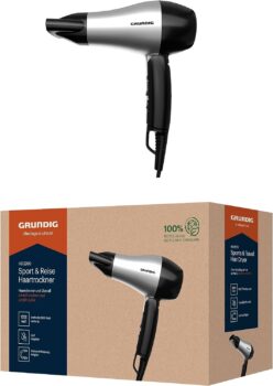 Grundig HD Sport & Reisehaartrockner ( Watt, Temperaturstufen, Luftstromstufen, , m Kabel, einklappbarer Handgriff)