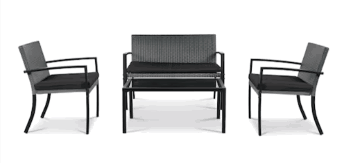 Lounge-Set Reutlingen, Kunststoffgeflecht schwarz für 74,50 € [Abholung Möbel Boss]