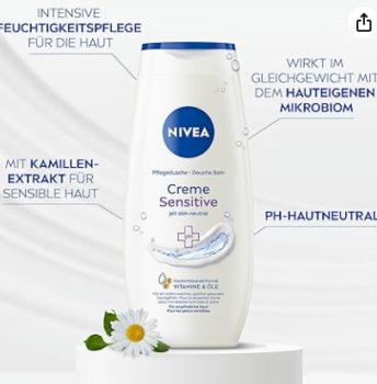 NIVEA Creme Sensitive Pflegedusche ml pH hautneutrales Duschgel mit Kamillen Extrakt feuchtigkeitsspendende Cremedusche für sensible Haut ohne Seife Amazon de Kosmetik