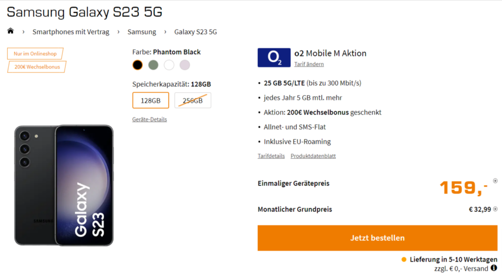 Samsung Galaxy S23 5G + O2 Mobile M 25+ Gb 5G