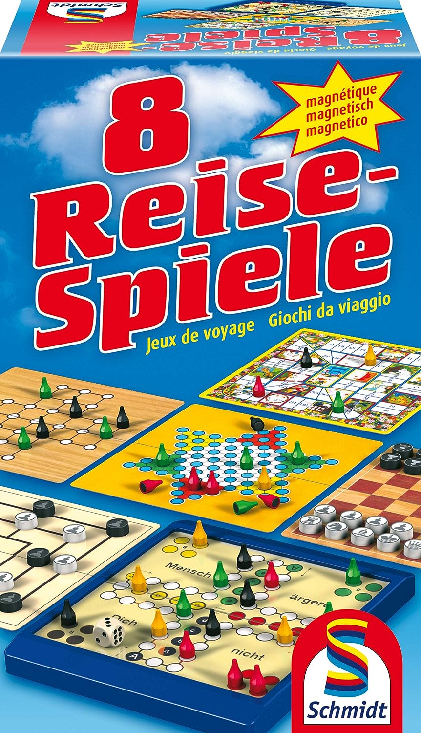 Schmidt Spiele Reise Spiele, Klappbares, Magnetisches Spielbrett, Auswechselbare Spielpläne