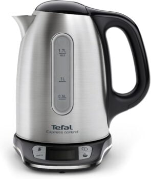 Tefal Kabelloser Wasserkocher aus Edelstahl Express Control KID (. Watt, , Liter, Minuten warmhalten)