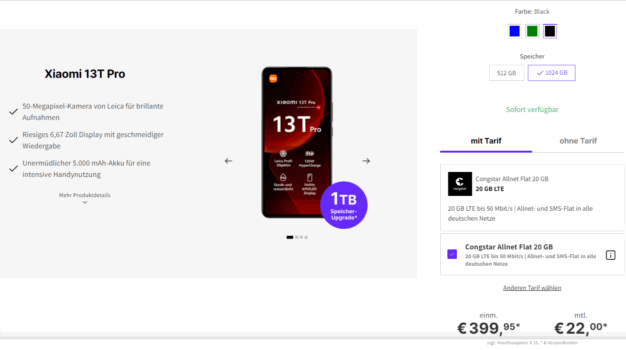 Xiaomi T Pro + congstar Allnet Flat GB LTE