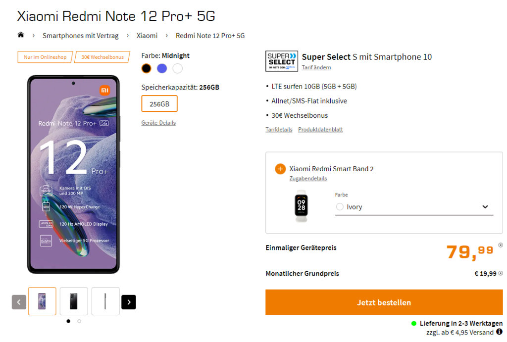 Xiaomi Redmi Note 12 Pro+ 5G + Xiaomi Redmi Smart Band 2 + Super Select S 10 Gb Lte