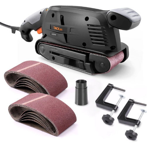 Tacklife B10, 5-Amp 3×18-Zoll-Bandschleifer mit 13 Schleifbändern + 2 Klemmen für 17,98 € inkl. Versand