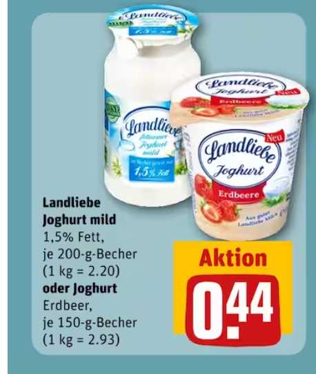 Landliebe Joghurt für 0,14€ [REWE + Marktguru]