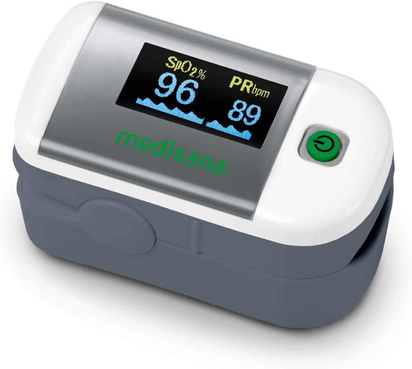 Medisana Pm Pulsoximeter (Messung Der Sauerstoffsättigung Im Blut, Fingerpulsoxymeter Mit Oled Display Und One Touch Bedienung)
