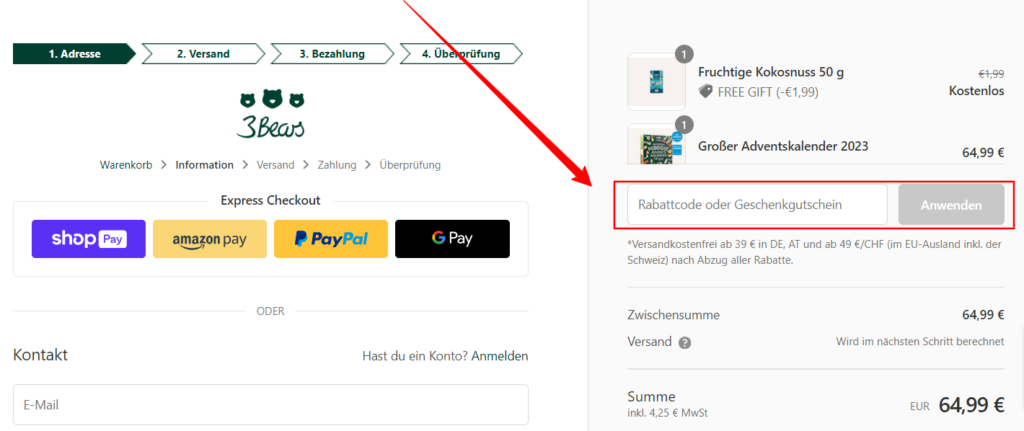 3Bears Rabattcode einlösen