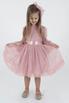 Ahenk Kids Kleid mit Gerüschtem Saum in Rosa