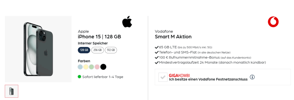 Apple iPhone + Vodafone Smart M GB G