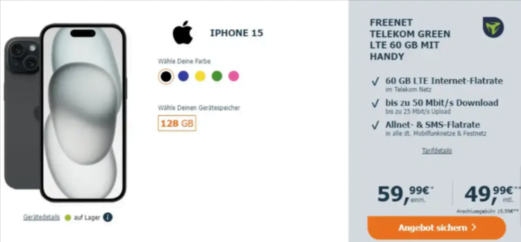 Apple iPhone + freenet Telekom green LTE GB