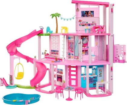 BARBIE Traumvilla Poolparty Puppenhaus mit mehr als Teilen und Rutsche über Etagen