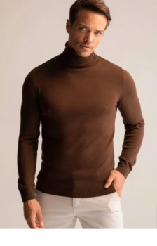 DeFacto Slim Fit Strickpullover mit Rollkragen