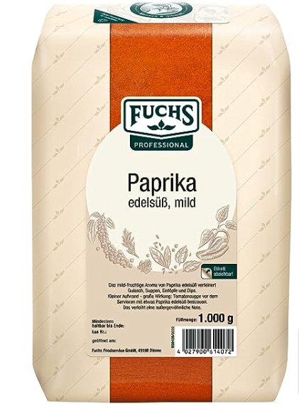 Fuchs Paprika edelsüß mild 🌶️🔥 (1 x 1 kg) ab 10,91 € inkl. Prime-Versand