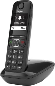 Gigaset AS Schnurloses DECT Telefon (großes und kontrastreiches Display, Freisprechfunktion, Anrufschutz) in schwarz und auch weiß