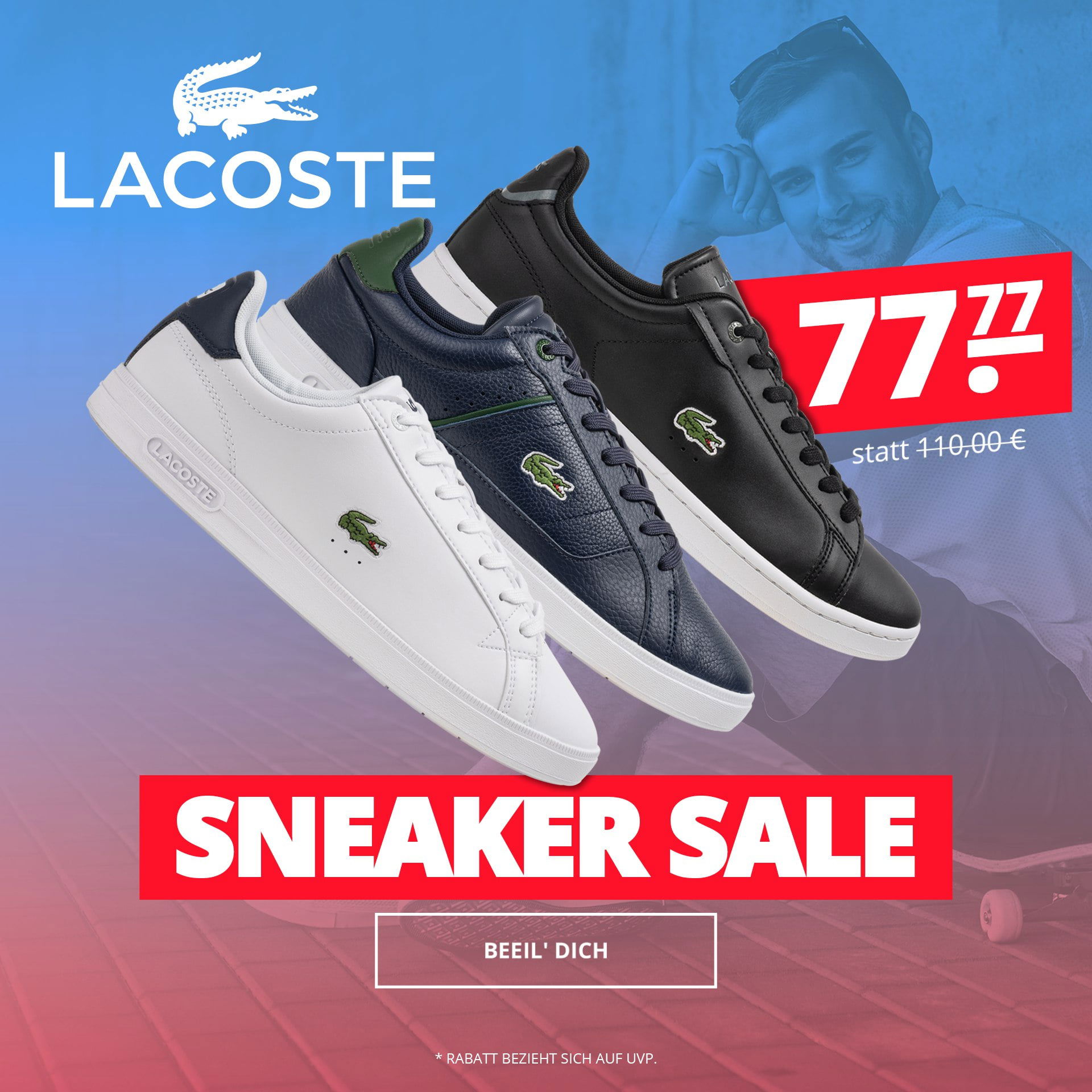 SportSpar: Lacoste Sneaker Sale – Alle Paare für 77,77 € inkl. Versand (-5 € Newsletter-Gutschein)