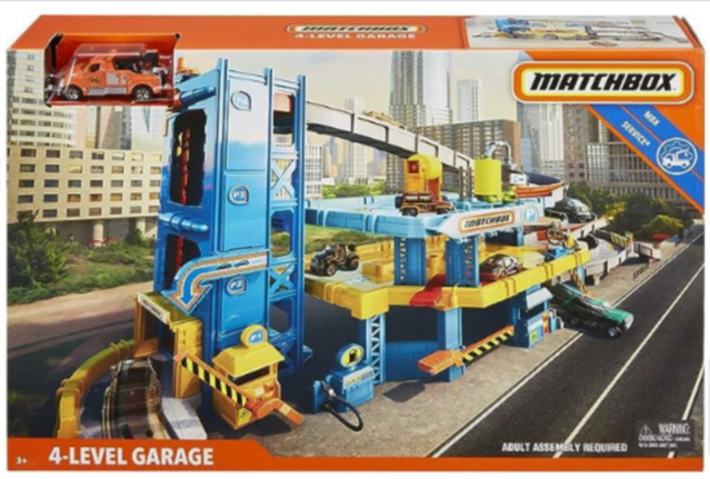 Matchbox Autocenter Stöckiges Autocenter Mit Rampenteil Kran Aufzug Waschanlage Und Abschleppwagen Für Matchbox Fahrzeuge Lebensechte Aktivitäten Und Funktionen Cjm Amazon De Spielzeug