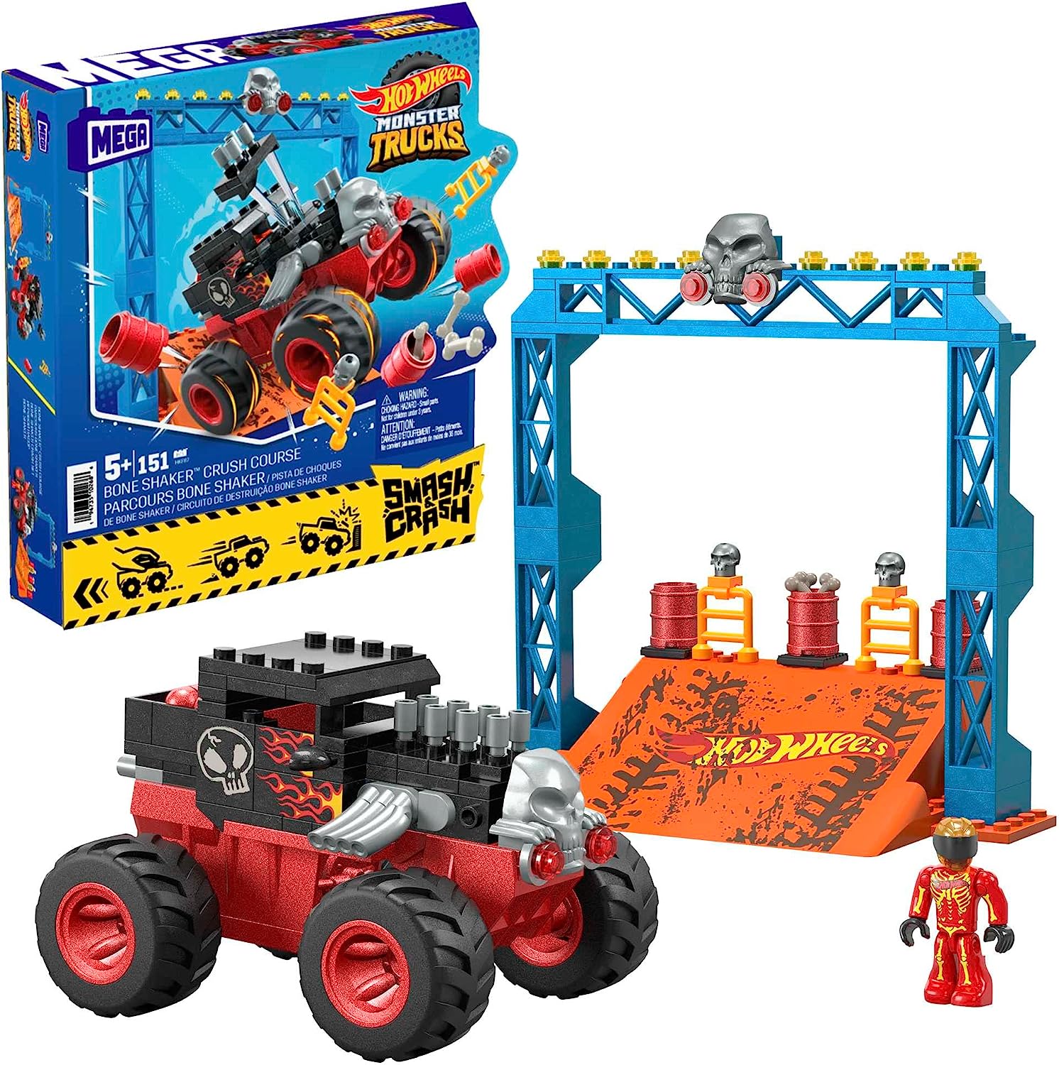 Mega Construx Hot Wheels Monster Trucks Bone Shaker Crash Set (Hkf)