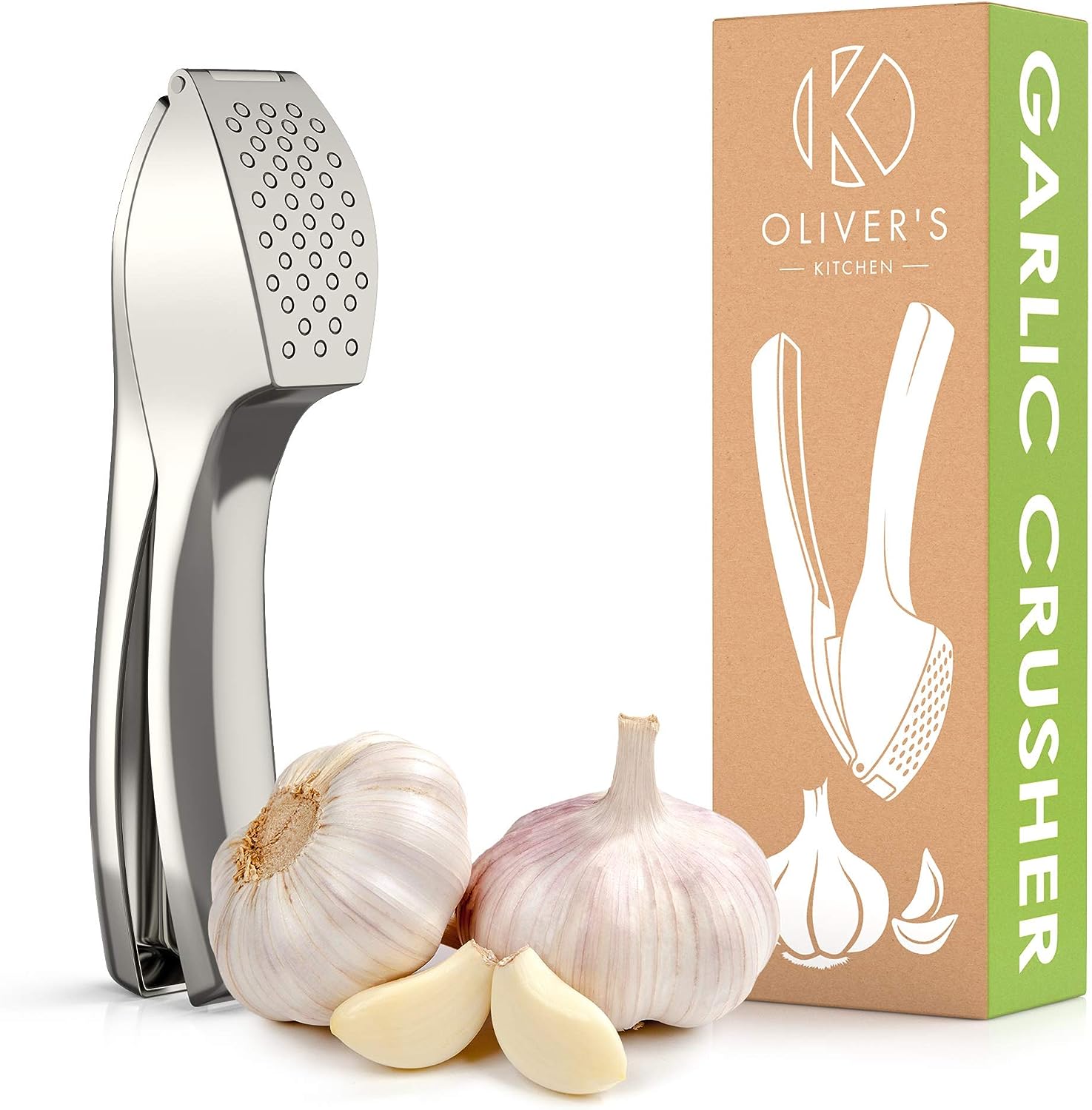 Oliver's Kitchen Premium Knoblauchpresse Handlich &Amp; Leicht Zu Reinigen