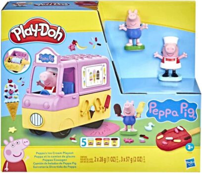 Play Doh Peppas Eiswagen Spielset (Peppa und Schorsch Figuren und Dosen, Multicolour)