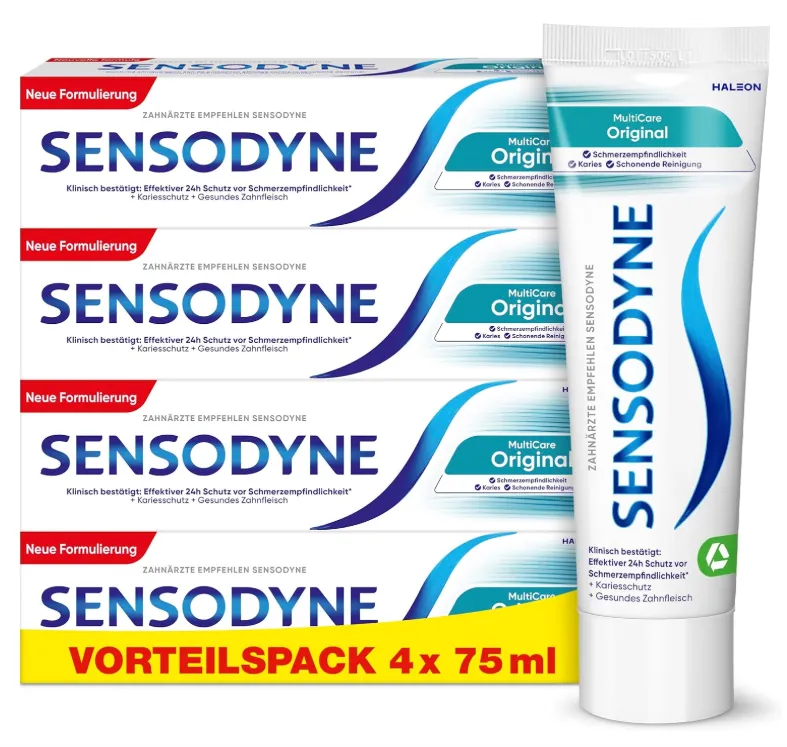 4x Sensodyne MultiCare Original Zahnpasta 75ml ab 10,20 € inkl. Prime-Versand