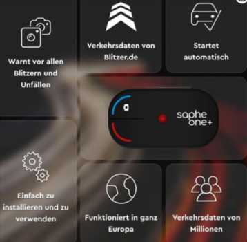 Saphe One Verkehrsalarm Daten von Blitzer de Warnt europaweit vor Radar Blitzer Unfällen Gefahren Verbindung mit Smartphone via Bluetooth Startet automatisch Amazon de Elektronik Foto