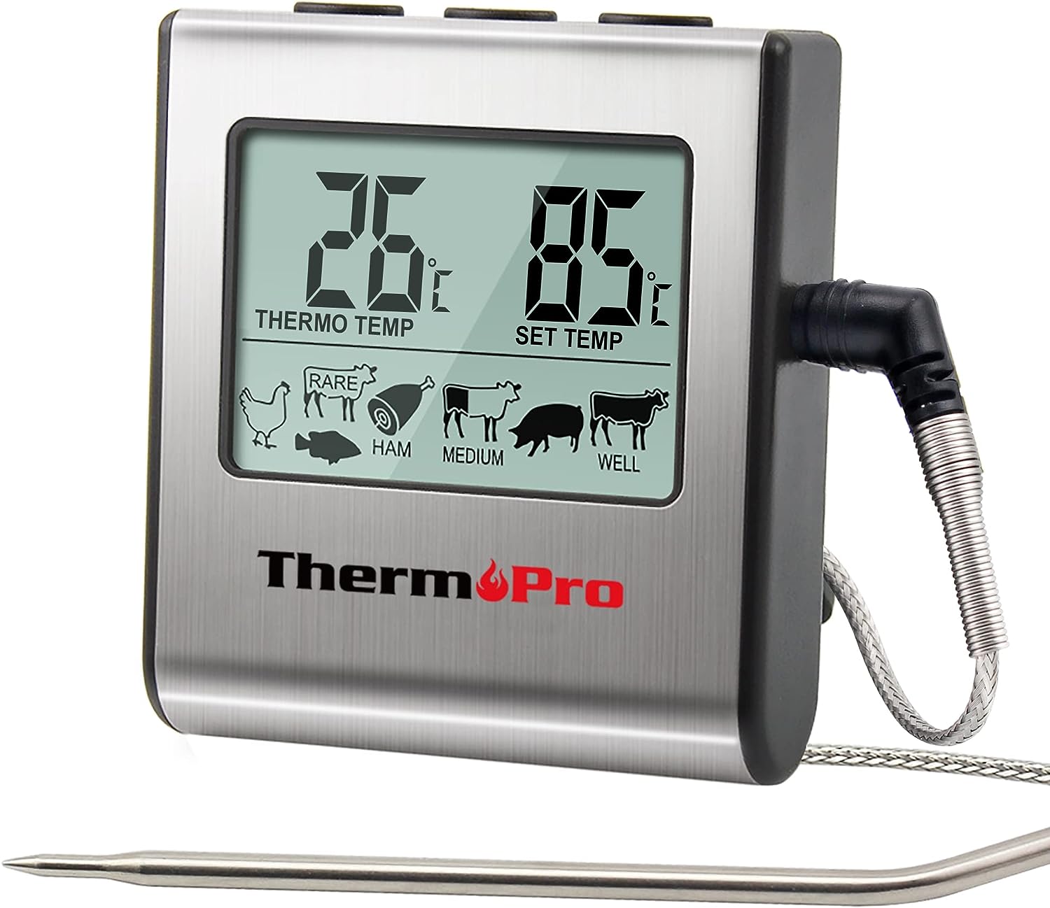 Thermopro Tp Digitales Bratenthermometer (Thermometer Mit Timer Für Bbq, Grill, Smoker)