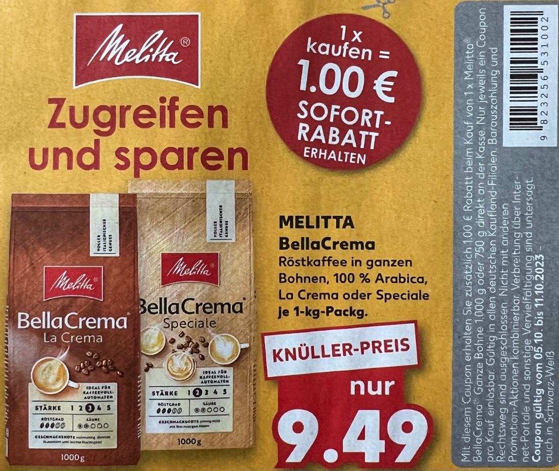 Melitta Bella Crema für 8,49 € [Kaufland]