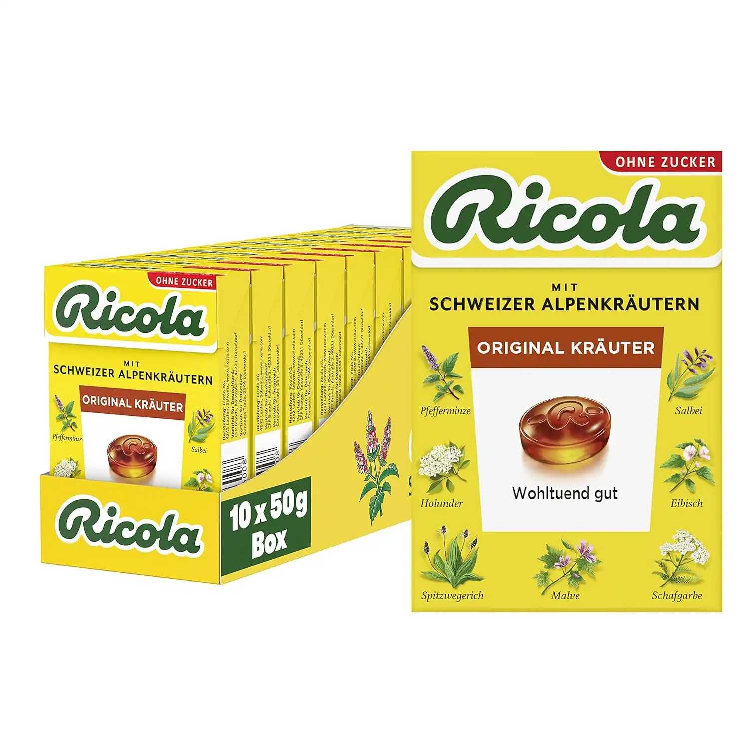 Ricola Original Kräuter, 10 Böxli original Schweizer Kräuter-Bonbons ab 13,19 € inkl. Prime-Versand