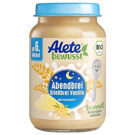 Alete Bio Gläschen Abendbrei Grießbrei Vanille